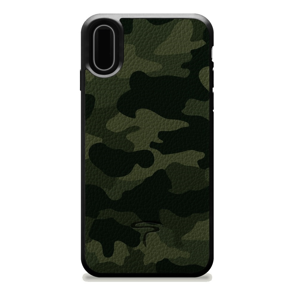 

Чехол для iPhone XR Camouflage leather Hard Army, хаки