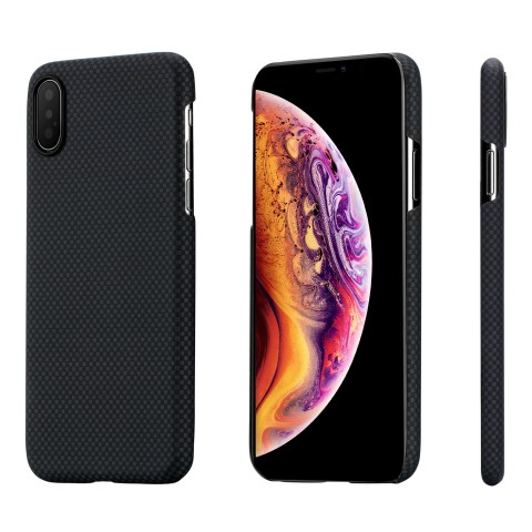 

Чехол для iPhone XS, шахматное плетение, кевлар, черный