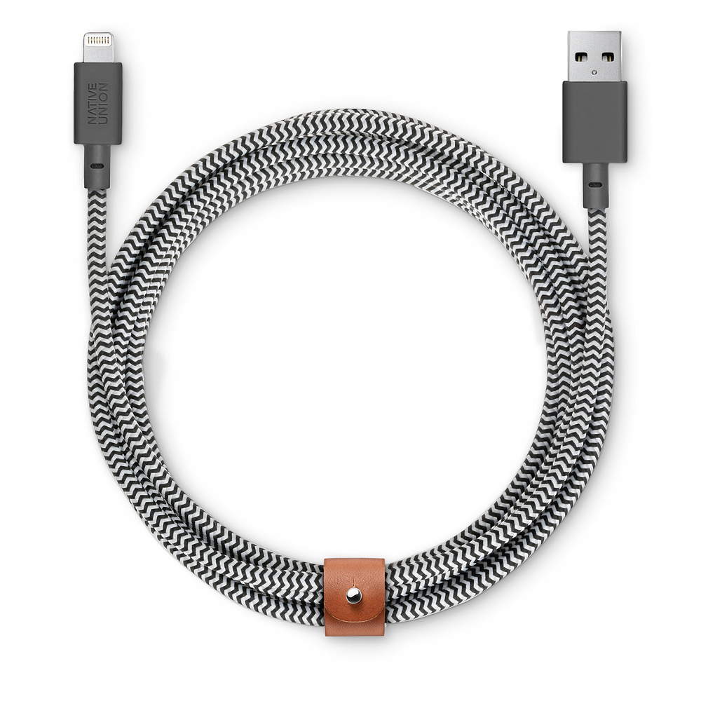 фото BELT-L-ZEB-3 Кабель Native Union BELT Lightning на USB, 3 м серый