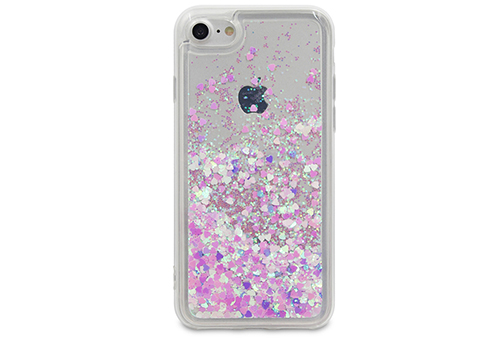 фото DYPCR00037 Чехол DYP Liquid Case Hearts для iPhone 7/8 розовый/серебристый