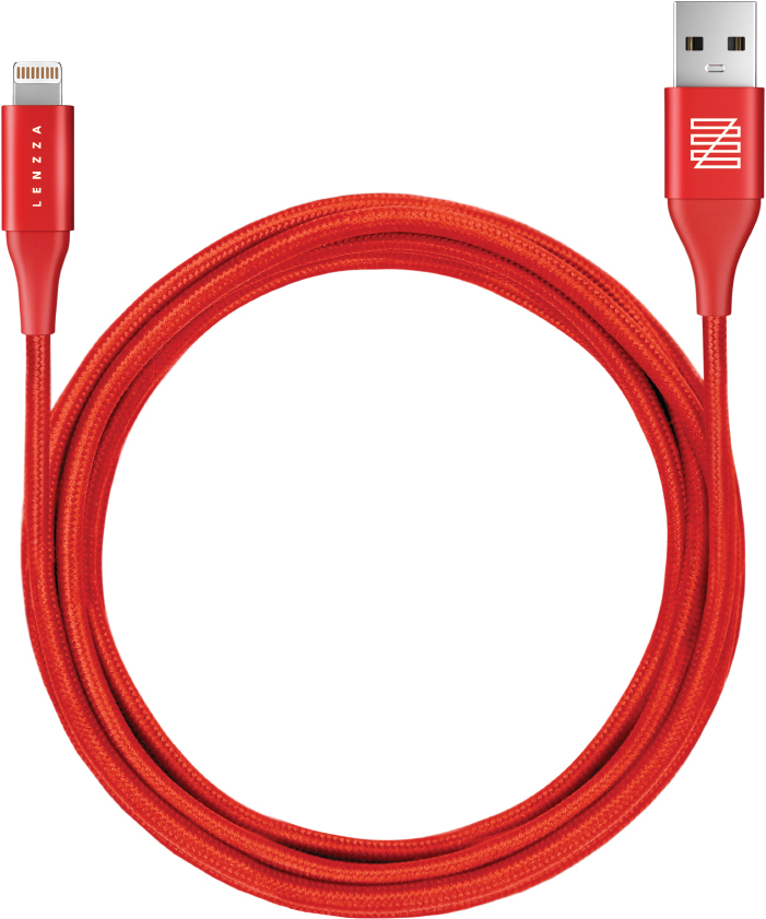 фото LNBCK12RED Кабель Lenzza Lighthing 1,2 м, кевлар, красный