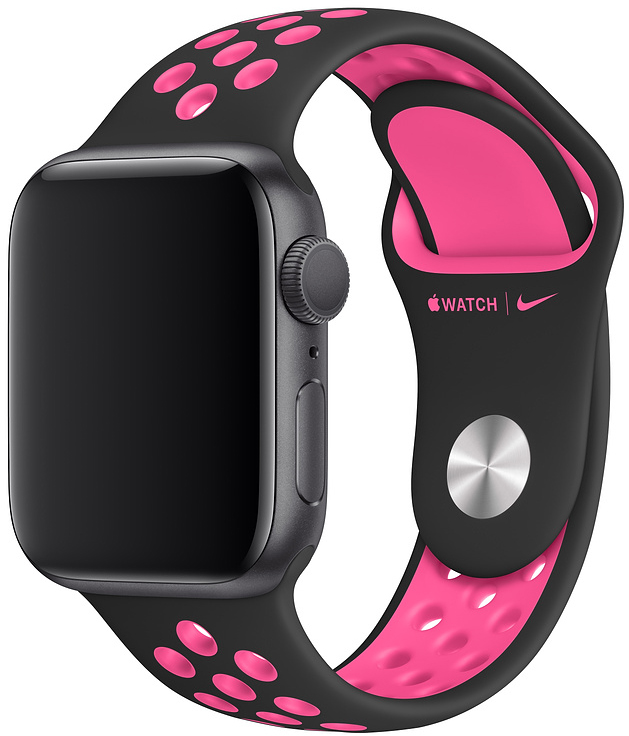 

Спортивный ремешок для Apple Watch 40/38 мм, размер S/M и M/L, «чёрный/розовый всплеск»